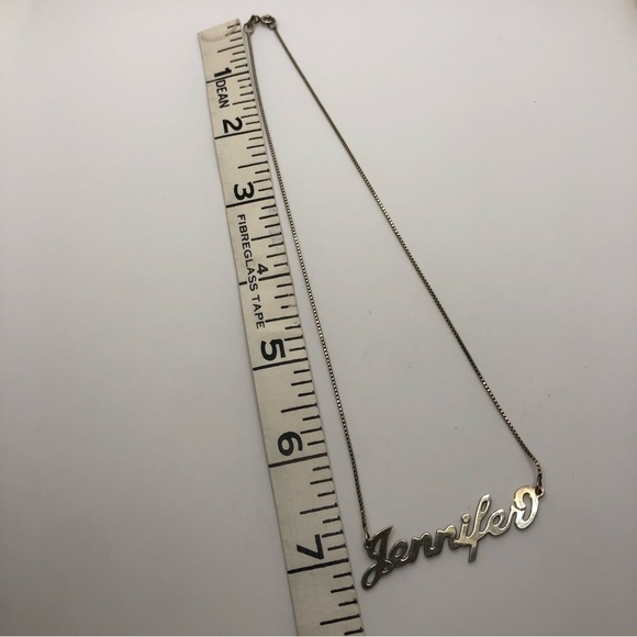 Vtg Sterling Silver Jennifer Name Plate Chain Necklace 14” - Picture 7 of 8